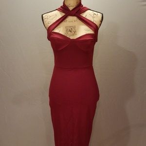 NWT Wine Colored Midi Dress from Boohoo